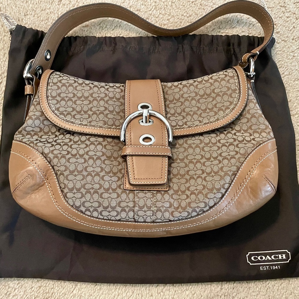 Coach brown logo shoulder bag purse